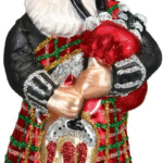 Ornaments: Assortment of Santas Glass Blown Ornaments for Christmas Tree, Highland Santa 5 Inches