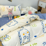 Spring Bedding Set Fashion Cartoon Kids Single Double Queen Size Flat Sheet Duvet Cover Pillowcase Bed Linens Home Textile