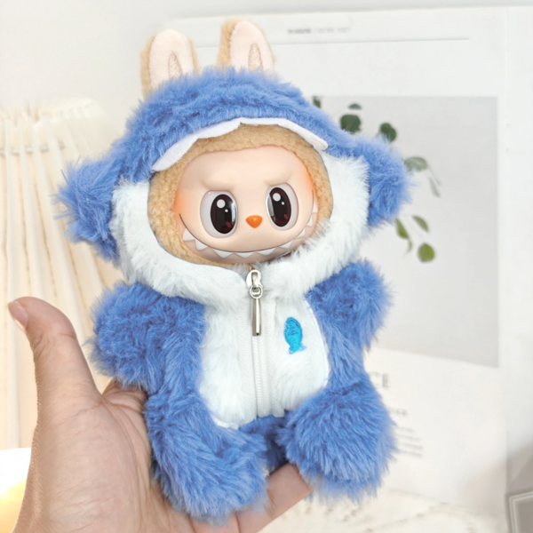Kawaii Shark Onesie for Mini Doll 17Cm Cute Plush Doll'S Clothing Outfit Labubu Ldol Dolls Clothing Accessories