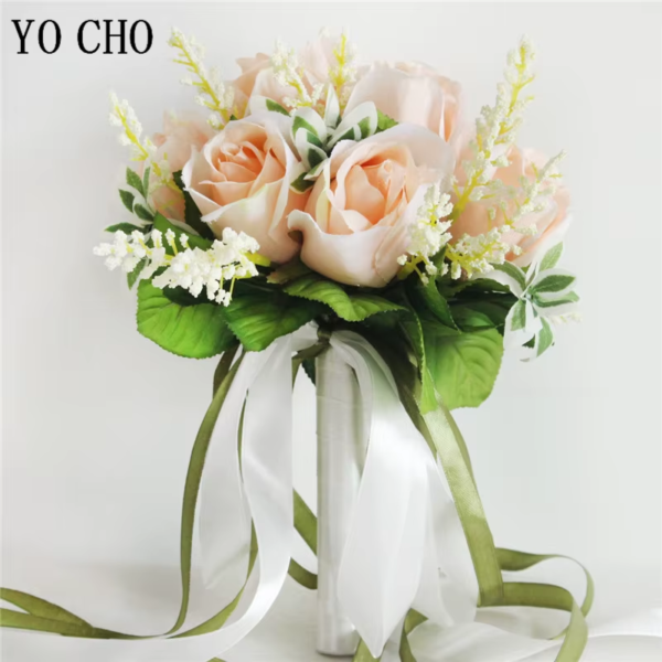 Bride Wedding Bouquet Bridesmaid Holding Bouquet Wedding Supplies Artificial Silk Rose Peony Pink Flower Table Decoration