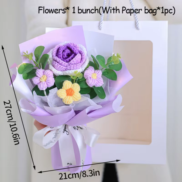 Crochet Bouquet Hand-Knitted Sunflower Creative Finished Artificial Fruit Flower Mother'S Day Birthday Gifts Wedding Home Decor