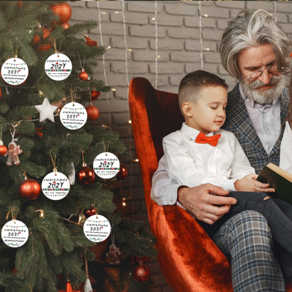 Quarantine Christmas Ornament 2021 We Were Together Ornaments Christmas Home Decor Surviving Ceramic round Decorations for Christmas Tree