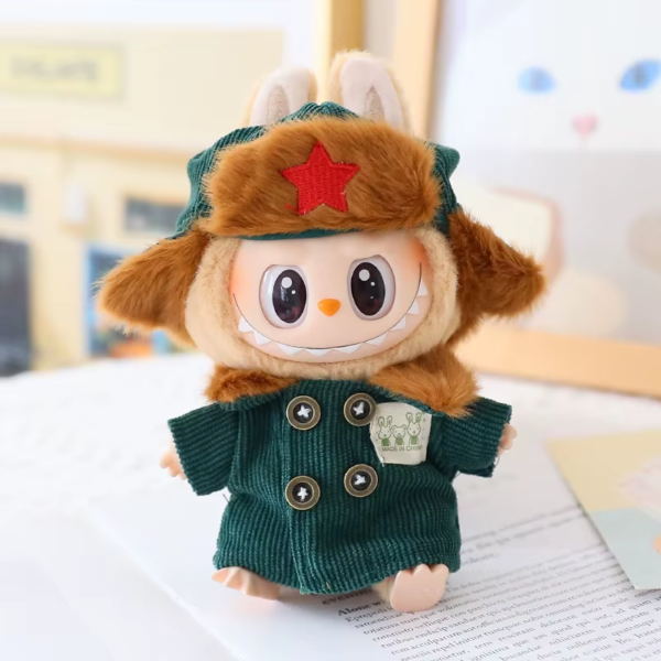 17Cm Pendant Labubu Doll Dress Cute Labubu Doll Clothes Pink Rabbit Skirt Green Coat Suit Cartoon Doll Hat Princess Shoes Gift