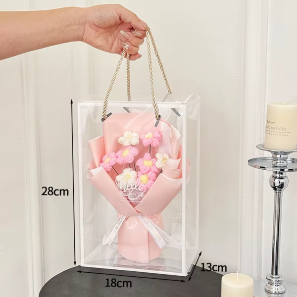 Finished Crochet Flowers Bouquet Handmade Sunflower Bouquet Valentines Gift Wedding Decor Knitted Flower Bouquet with Gift Bag