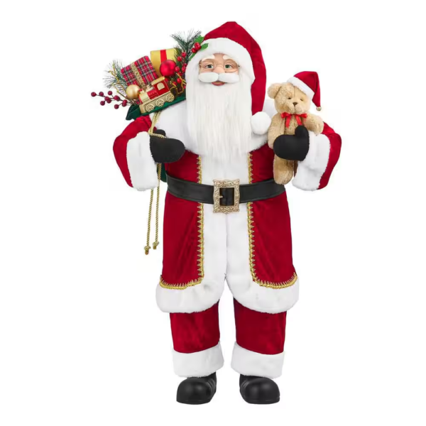 3 Ft Santa with Presents and Bear