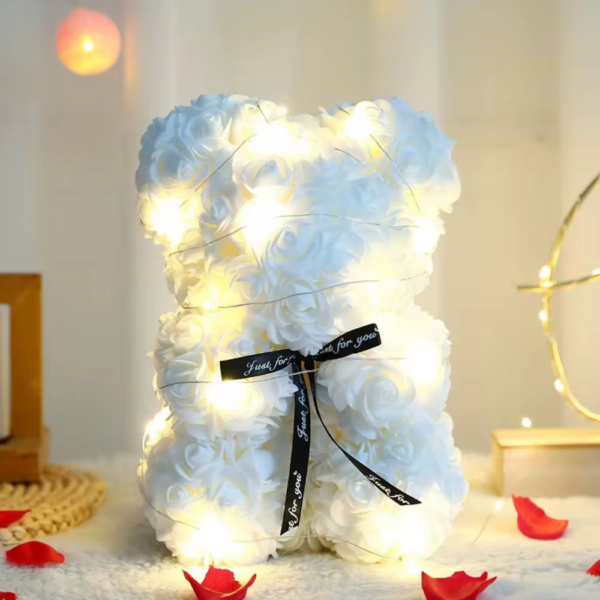 28Cm Artificial Teddy Rose Multicolors Romantic Valentines Day Gift Flower Bear with LED Strip Girlfriend Women Anniversary Bear