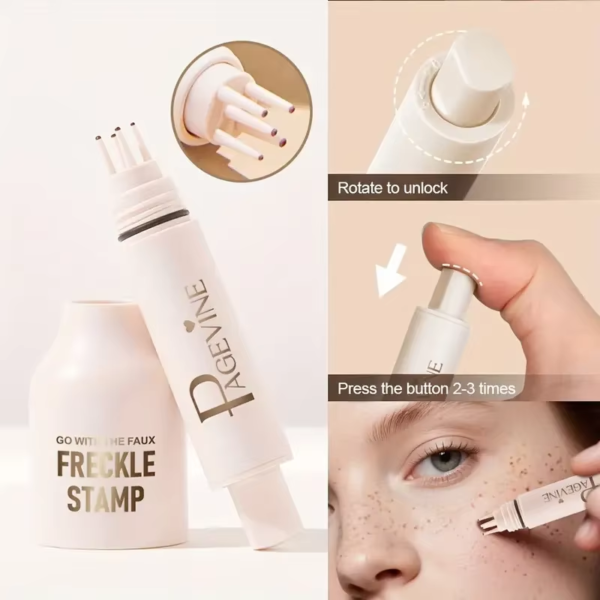 4-In-1 Natural Freckle Stamp Pen-Natural Freckles Fast-Dry,Waterproof,Light Coverage,Temporary Fake Freckles for Makeup Cosmetic