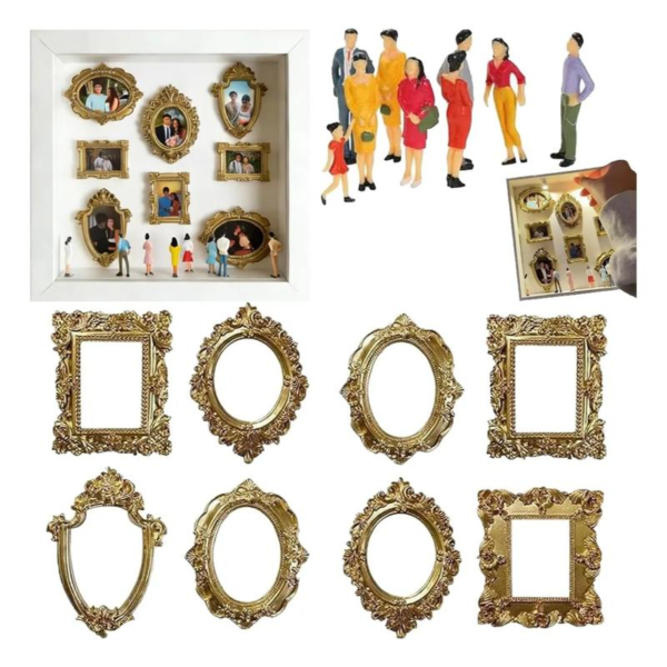 DIY Mini Museum Silhouette Box, Shadow Box Frame Kit with Gold Mini Frames & Figurines, Celebrate Your Unique Memories in Style, for Anniversary, Wedding, Birthday & Home Decor