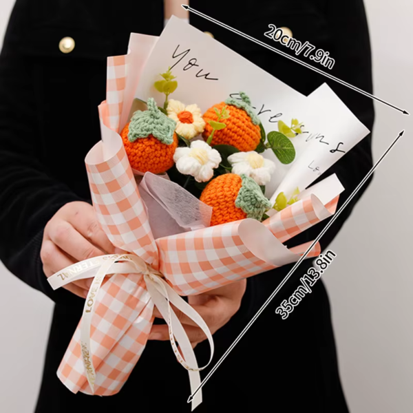 Finished Crochet Flowers Bouquet Handmade Sunflower Bouquet Valentines Gift Wedding Decor Knitted Flower Bouquet with Gift Bag