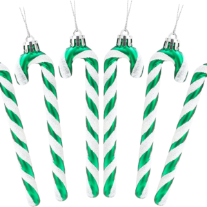 ® Pack of 6-13Cm Glitter Candy Cane Christmas Tree Decorations/Ornaments (Emerald Green)