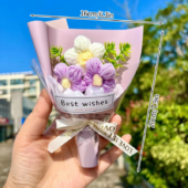 Crochet Bouquet Rose Sunflower Handmade Artificial Knitted Flower Valentine'S Day Anniversary Wedding Birthday Gift Home Decor