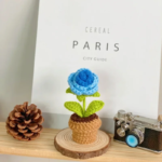 Hand Knitting Potted Plants Hand-Woven Rose Sunflower Tulip Crochet Flower Auto Interior Accessories Car Decoration Ornaments