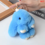 1PC 15CM Cartoon Rabbit Keychain Ring Fluffy Real Fur Pompon Bunny Trinket Key Chain Charm Cute Key Ring on Bag Car Key Pendant
