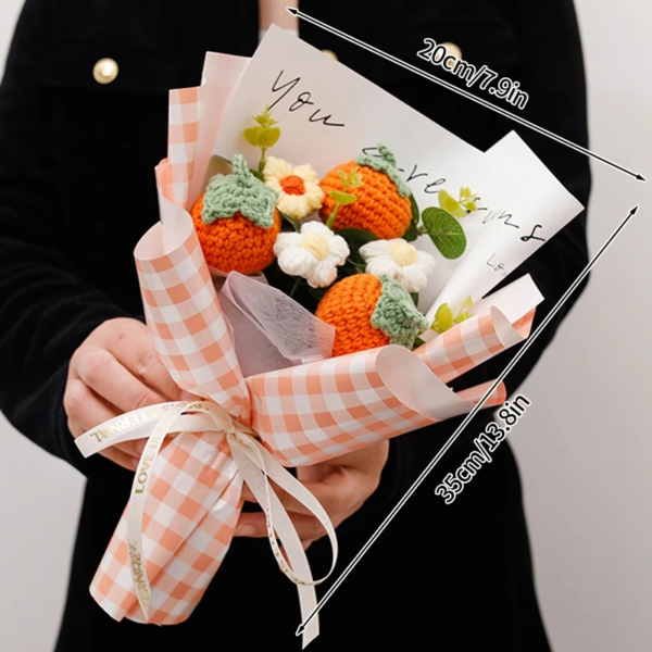 Crochet Bouquet Hand-Knitted Sunflower Creative Finished Artificial Fruit Flower Mother'S Day Birthday Gifts Wedding Home Decor