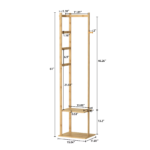 Bamboo Coat Rack Clothes Rack, Freestanding with 2 Shelves and 3 Hooks, Coat Tree for Entryway, Living Room, Coat Hanger Stand