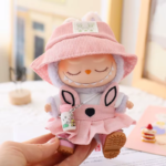 17Cm Pendant Labubu Doll Dress Cute Labubu Doll Clothes Pink Rabbit Skirt Green Coat Suit Cartoon Doll Hat Princess Shoes Gift