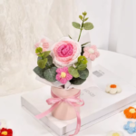 Crochet Bouquet Rose Sunflower Handmade Artificial Knitted Flower Valentine'S Day Anniversary Wedding Birthday Gift Home Decor