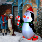 8 FT Christmas Inflatable Reindeer with Gift Boxes Blow up Lighted Xmas Yard Decor with LED Lights for Christmas Outdoor Yard P