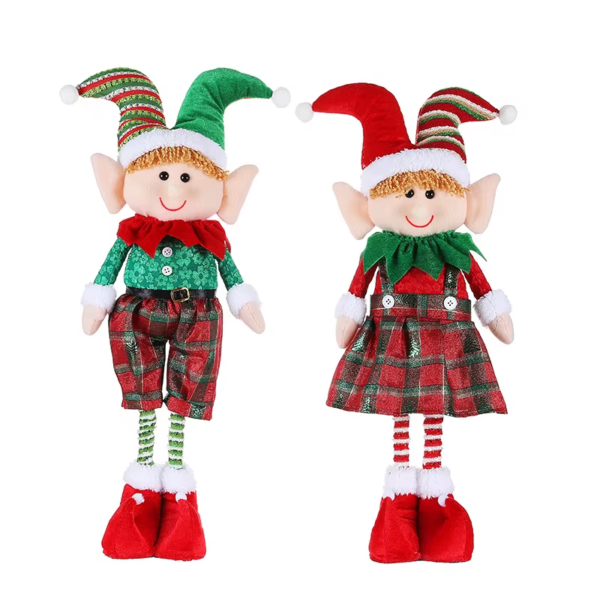 Christmas Decoration Elf Doll Christmas Gift Retractable Elf Doll under the Christmas Tree Dress-Up Props