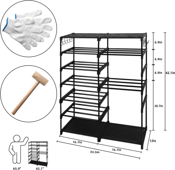 7 Tiers Shoe Rack Tall Show Racks Shoes Stand for Bedroom Shelves for Shoes Garage Shoe Rack Organizer Sturdy Shoe Rack Heavy Duty for Closet Entryway Door