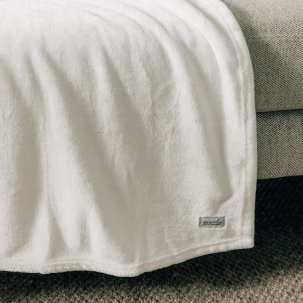 Throw Blanket Fleece Minky Microfiber Soft Throw (Ivory, Throw 50" X 60")