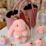 1PC 15CM Cartoon Rabbit Keychain Ring Fluffy Real Fur Pompon Bunny Trinket Key Chain Charm Cute Key Ring on Bag Car Key Pendant
