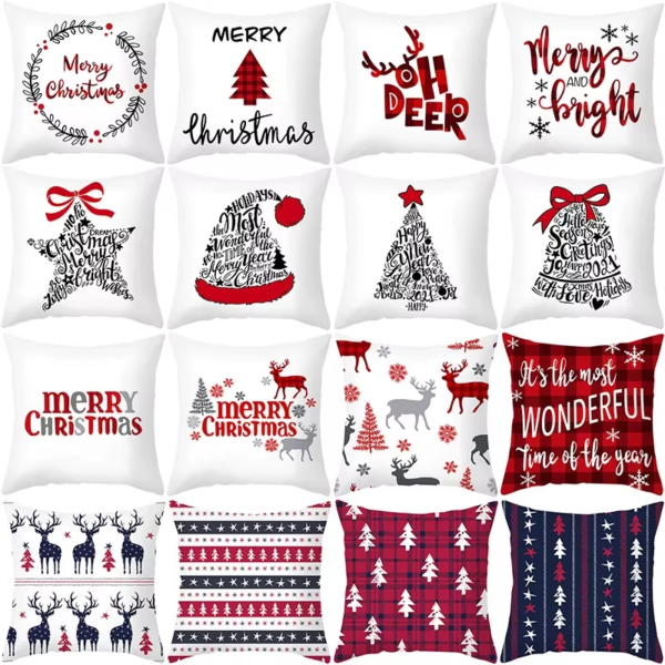 45Cm Christmas Cushion Cover Navidad Merry Christmas Decorations for Home 2025 Xmas Noel Cristmas Ornaments New Year Gifts 2026