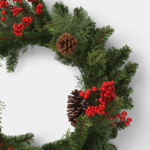 28" Mixed Greenery and Cedar with Pinecones and Red Berries Artificial Christmas Wreath Green - Wondershop™: Unlit, Indoor/Outdoor Use