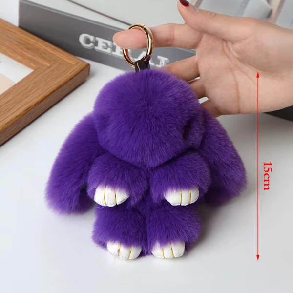 1PC 15CM Cartoon Rabbit Keychain Ring Fluffy Real Fur Pompon Bunny Trinket Key Chain Charm Cute Key Ring on Bag Car Key Pendant