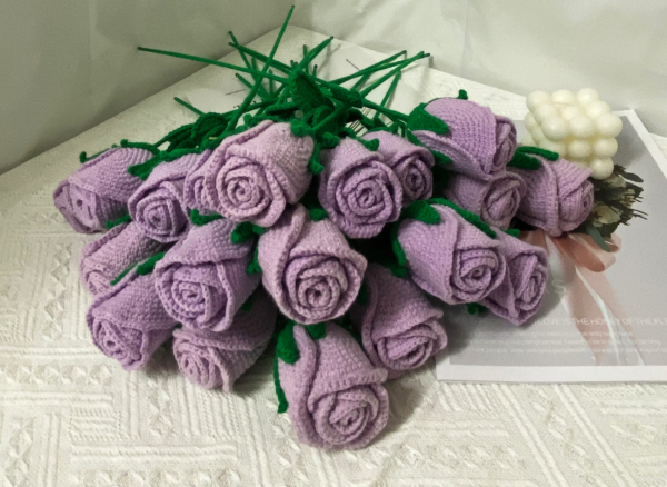 Finished Crochet Rose,Handmade Knitted Flowers,Crochet Flower Bouquet,Valentine'S Day Gift,Eclectic Home Decor,Gift for Her,Multcolor Option