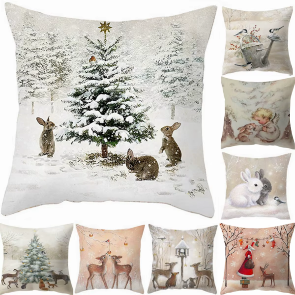 45Cm Christmas Cushion Cover Navidad Merry Christmas Decorations for Home 2025 Xmas Noel Cristmas Ornaments New Year Gifts 2026