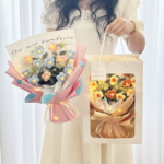 Eternal Flower with Light Strings Crochet Flower Bouquet Graduation Flower Kindergarten Graduation Gift Valentine Day Gift 졸업꽃다발