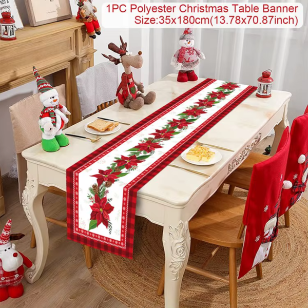 2024 Christmas Table Runner Cloth Merry Christmas Decoration for Home Tablecloth Xmas Cristmas Ornament Navidad New Year 2025