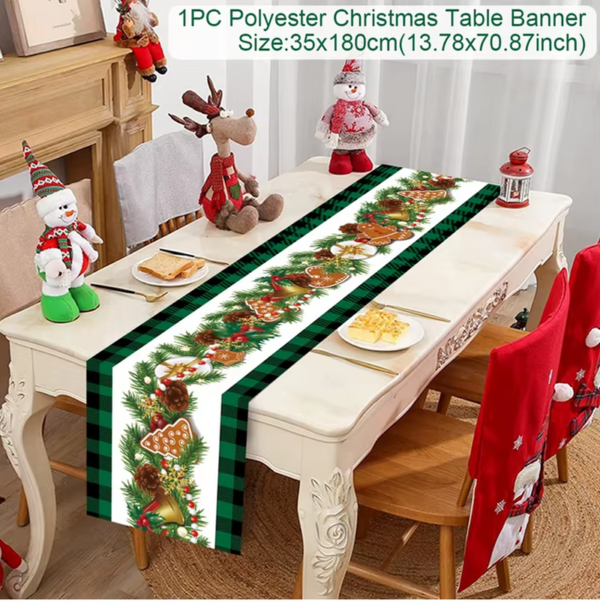 2024 Christmas Table Runner Cloth Merry Christmas Decoration for Home Tablecloth Xmas Cristmas Ornament Navidad New Year 2025