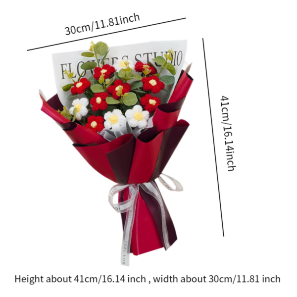 Knitted Flower Finished Home Decoration Crochet Flower Bouquet for Teacher’ Day Birthday Anniversary Thanksgiving Day Women