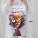 Rose Knitted Flowers Bouquet Crochet Flower for Back to School Handmade Bouquets Wedding Christmas Halloween Gift Home Decor