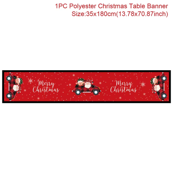 2024 Christmas Table Runner Cloth Merry Christmas Decoration for Home Tablecloth Xmas Cristmas Ornament Navidad New Year 2025