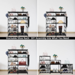 7 Tiers Shoe Rack Tall Show Racks Shoes Stand for Bedroom Shelves for Shoes Garage Shoe Rack Organizer Sturdy Shoe Rack Heavy Duty for Closet Entryway Door