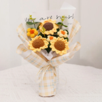 Crochet Bouquet Hand-Knitted Sunflower Creative Finished Artificial Fruit Flower Mother'S Day Birthday Gifts Wedding Home Decor