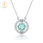 Moissanite 1Ct Flickering Halo Pendant Necklace round Moissanite Copper Necklace Chain Jewelry Perfect Birthday Engagement Wedding Anniversary Gift Christmas Thanksgiving Valentine'S Day Mother'S Day Gifts
