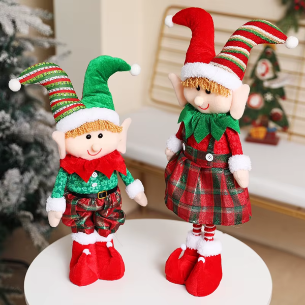 Christmas Decoration Elf Doll Christmas Gift Retractable Elf Doll under the Christmas Tree Dress-Up Props