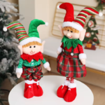 Christmas Decoration Elf Doll Christmas Gift Retractable Elf Doll under the Christmas Tree Dress-Up Props