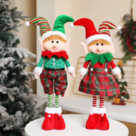 Christmas Decoration Elf Doll Christmas Gift Retractable Elf Doll under the Christmas Tree Dress-Up Props
