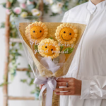 Hand-Knitted Sunflower Crochet Flowers Finished Crochet Flowers Bouquet Handmade Sunflower Bouquet Party Decor Festival Gift