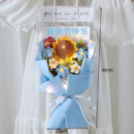 Rose Knitted Flowers Bouquet Crochet Flower for Back to School Handmade Bouquets Wedding Christmas Halloween Gift Home Decor