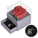 Gifts for Girlfriend Unfade Flower Eternal Rose Jewelry Box 100 Languages I Love You Necklace Wedding Valentines Gift for Women
