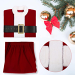 Deluxe Santa Claus Costume for Men-9-Piece Set,Velvet Santa Suit with Accessories - Christmas Party Santa Outfit for Adults