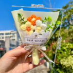 Crochet Bouquet Rose Sunflower Handmade Artificial Knitted Flower Valentine'S Day Anniversary Wedding Birthday Gift Home Decor