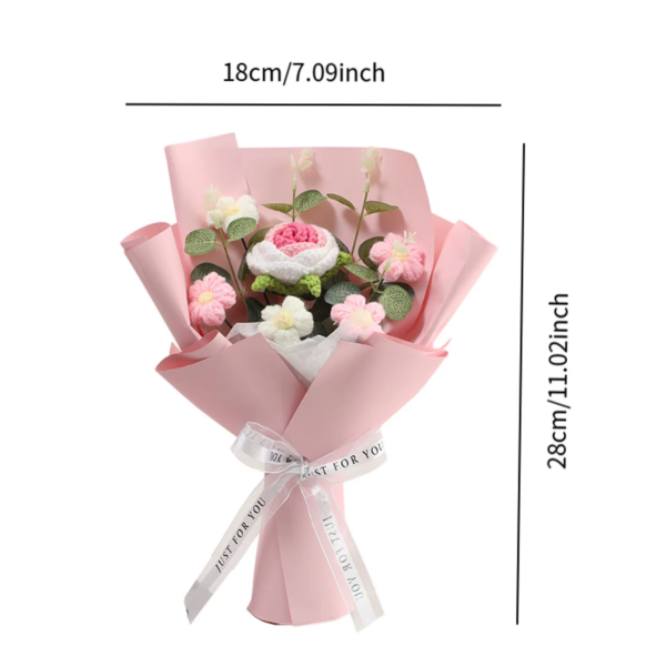 Knitted Flower Finished Home Decoration Crochet Flower Bouquet for Teacher’ Day Birthday Anniversary Thanksgiving Day Women