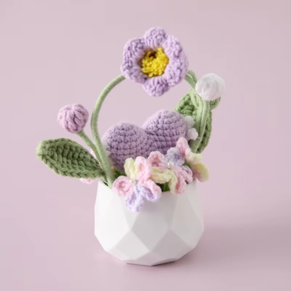 Crochet Flower Cute Finished Woven Sunflowers Potted Hand-Knitted Sunflowers Table Home Decor Wedding Ornament Friends Gift